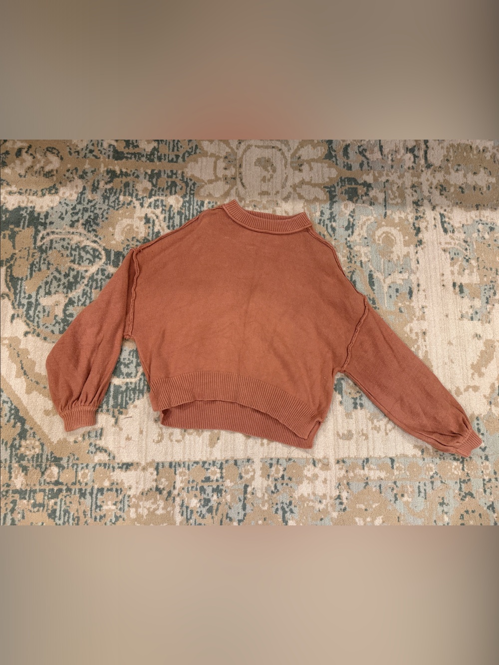 Blu Pepper Cropped Turtleneck Sweater in Terracotta